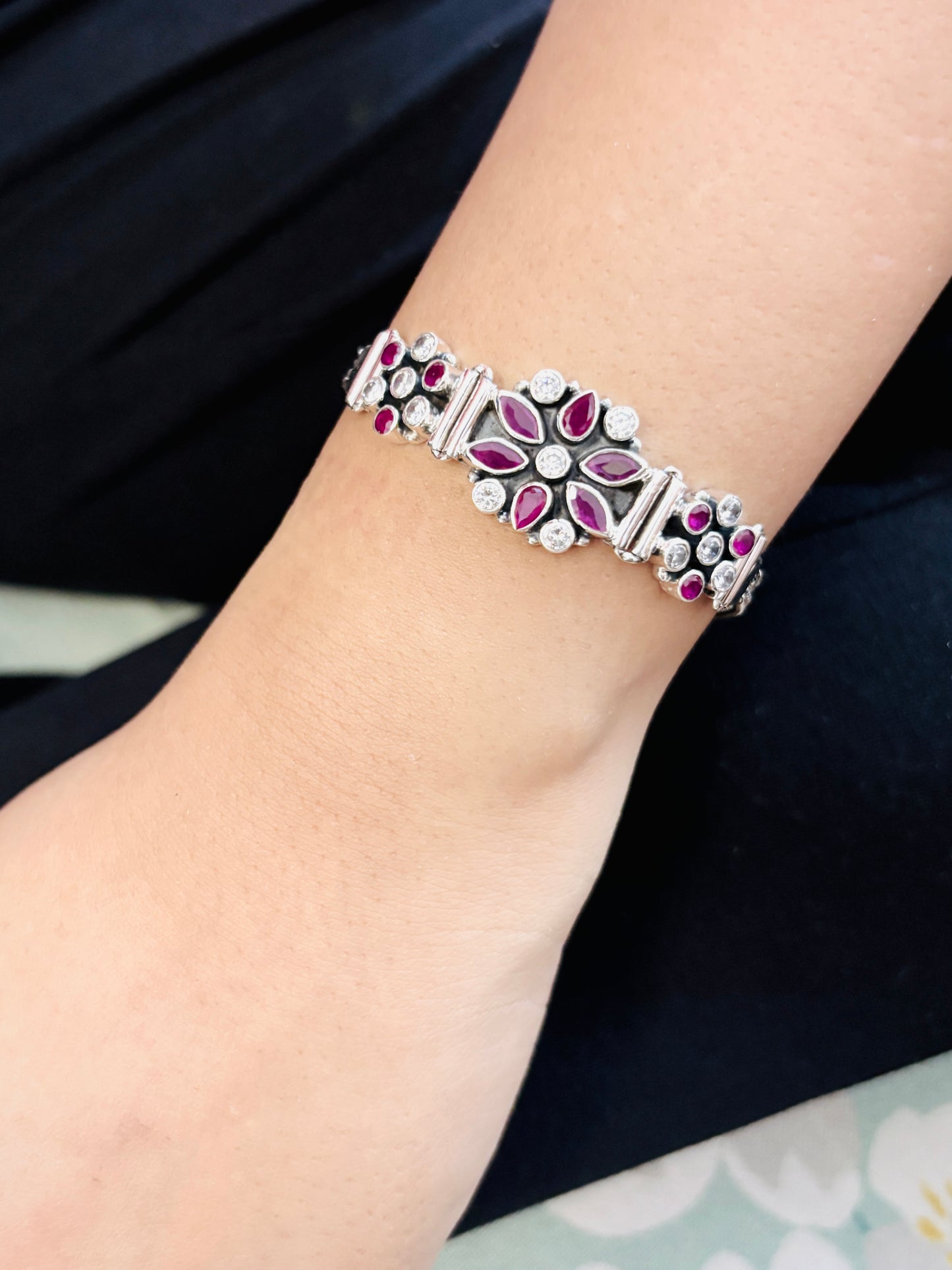Royal Purple Blossom 92.5 Silver Bracelet